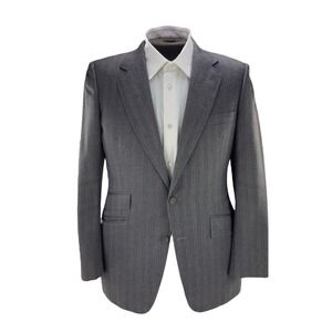 Turnbull &‎ Asser 39R Gray Wool Blazer Red Brown Stripe Vintage UK Made